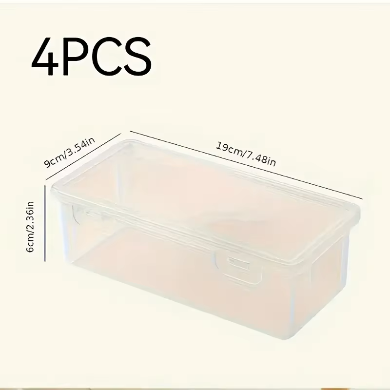 Stationery Office Supply Store - กล่องเก็บของ PP ใสขนาดใหญ่ 4 กล่องพร้อมฝาปิด ใช้สำหรับเก็บอุปกรณ์สำนักงาน