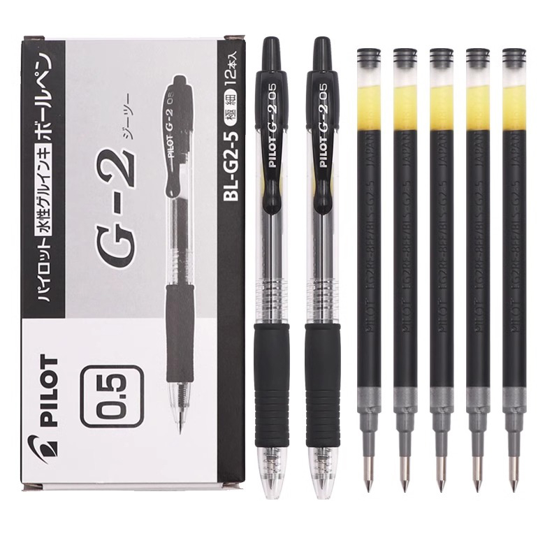 Pilot Pen G2 - Pilot ปากกาลูกลื่นเจลพรีเมี่ยม G2ปากกาหัวลูกกลิ้งแบบละเอียดขนาด0.5มม. แพ็คละ12สีดำแดงน้ำเงิน