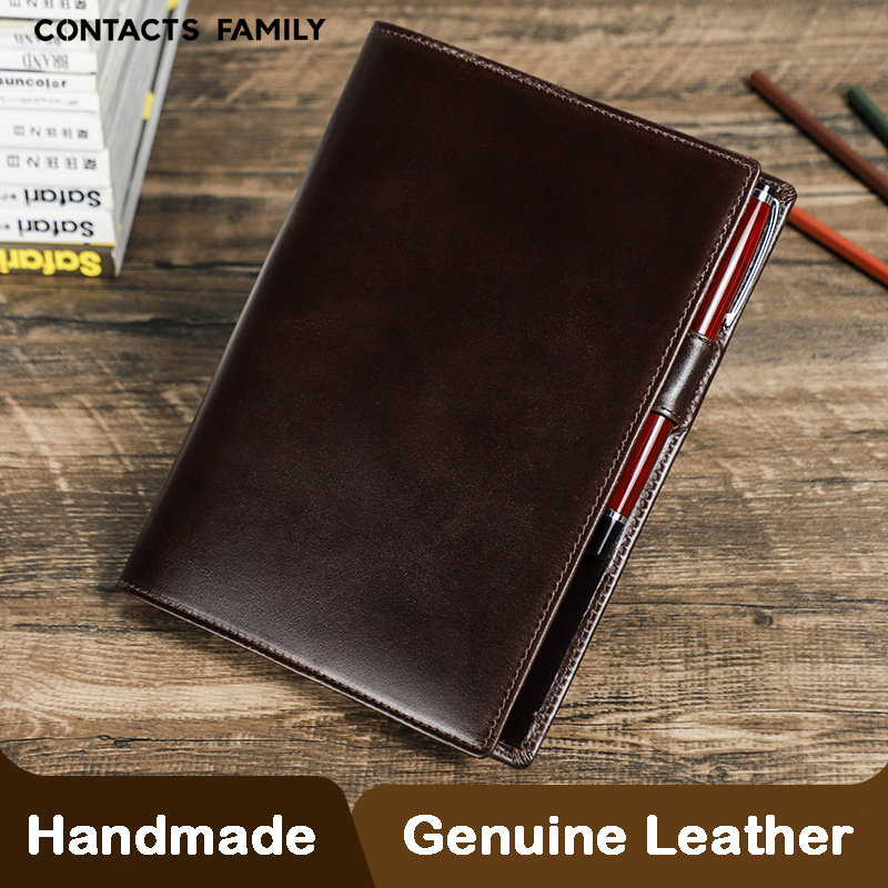 Stationery Supplies Business - หนังแท้แฮนด์เมด A5แล็ปท็อปพร้อมที่ใส่ปากกาสมุดโน้ตปกเครื่องเขียนโรงเรียนธุรกิจ