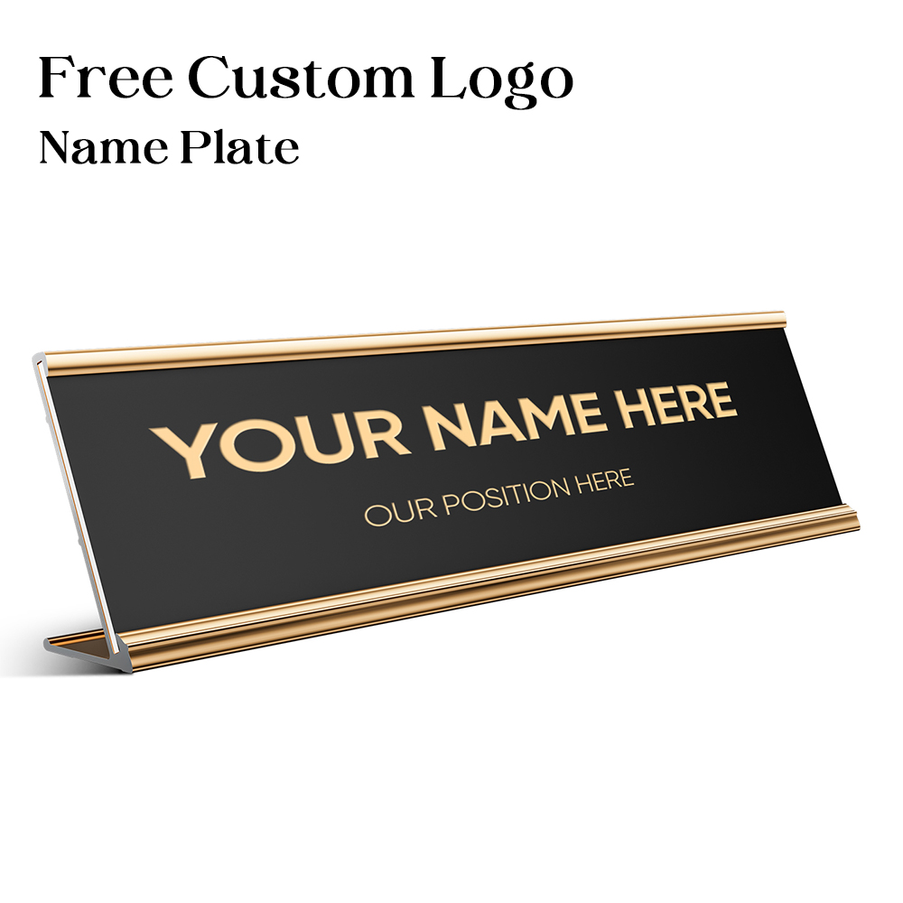 Desk Name Plate - ป้ายชื่อสำนักงานแบบกำหนดเองฟรี พิมพ์บนอะลูมิเนียม ป้ายชื่อติดโต๊ะทำงาน ป้ายชื่อสำนักงานธุรกิจ ขนาด 20