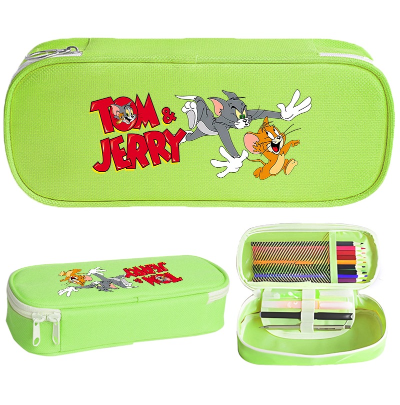 Pencil Case Large - ทอมแอนด์เจอร์รี่ กล่องใส่ดินสอน่ารัก สำหรับนักเรียน กลับไปโรงเรียน เครื่องเขียนคาวาอิ ลายการ์ตูนอนิเมะ