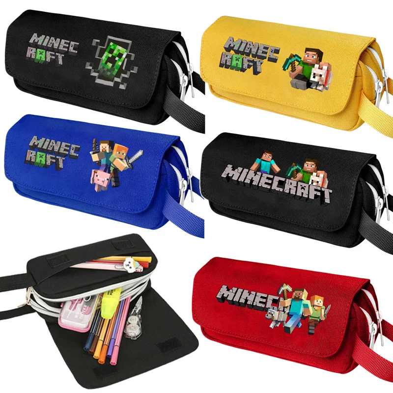 Pencil Case Large - กล่องใส่ดินสอซีรีส์พิกเซลสำหรับนักขุดเกม กล่องเครื่องเขียนนักเรียนลายเกมยอดนิยม กระเป๋าใส่ปากกาผ้าแคนวาสความจุขนาดใหญ่ อุปกรณ์การเรียน ของขวัญ