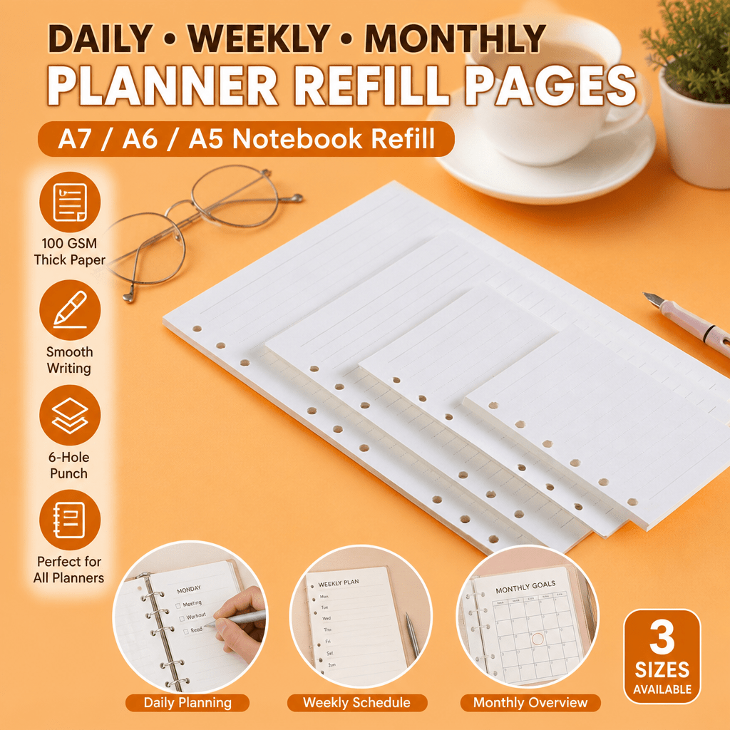 Notebook Dotted A5 - แผ่นรีฟิลสำหรับสมุดแพลนเนอร์ A5 A6 A7 แบบ 6
