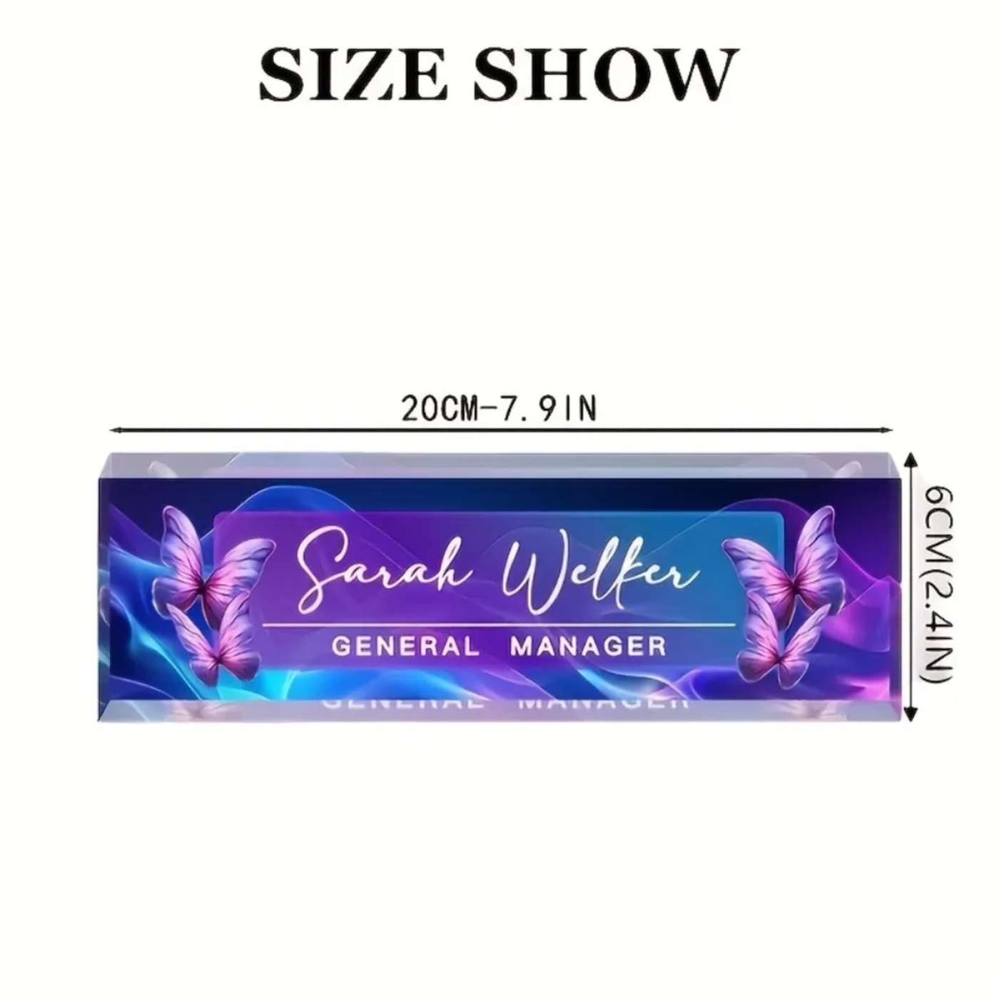 Desk Name Plate - ป้ายชื่ออкриลิคแบบกำหนดเอง 1 ชิ้น พร้อมตำแหน่งและชื่อ, ป้ายตกแต่งโต๊ะทำงานส่วนตัวสำหรับสำนักงาน (เฉพาะสำหรับตกแต่ง)
