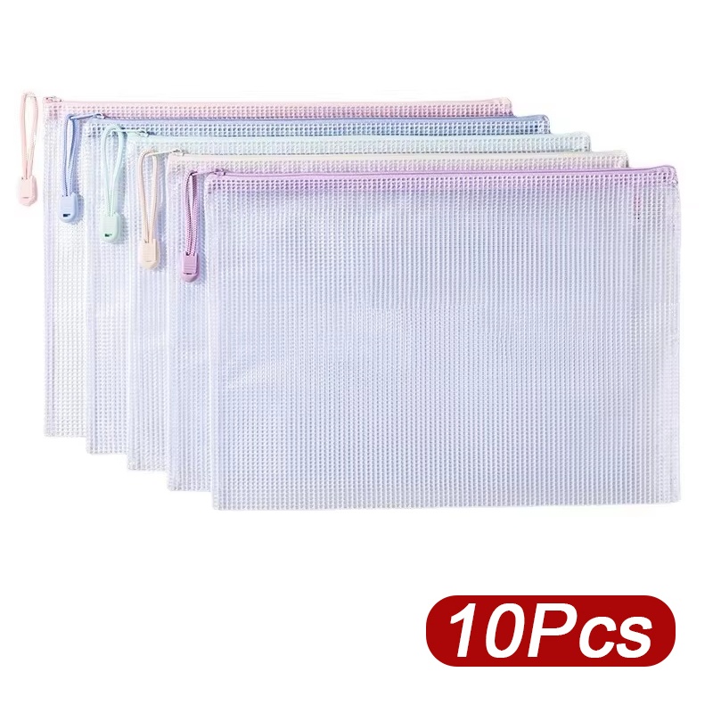 Is Stationery Office Supply - 5-30 ชิ้นถุงตาข่ายซิป A4/A5 ถุงซิปพลาสติกจัดระเบียบกระเป๋าเอกสารกันน้ำสำหรับอุปกรณ์สำนักงานเครื่องเขียนโรงเรียน