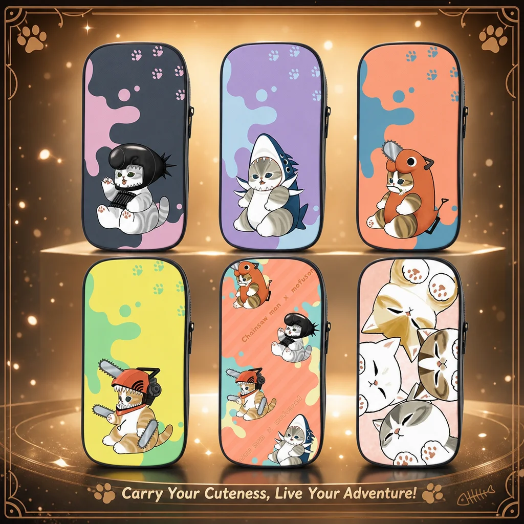 Pencil Case Large - กระเป๋าดินสอลายการ์ตูนแมวฉลามโมฟุซันด์สุดน่ารัก แบบสองชั้น ความจุขนาดใหญ่ สำหรับจัดเก็บเครื่องเขียน เหมาะสำหรับผู้หญิง