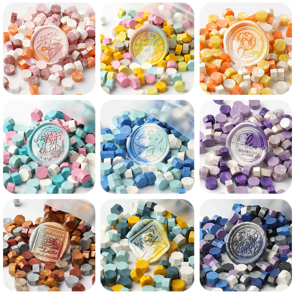 Wax Seal Stamp Kit - 200 ชิ้น/ถุงแปดเหลี่ยมผสมสีขี้ผึ้งปิดผนึกลูกปัดสําหรับแสตมป์,เหมาะสําหรับซองจดหมายการ์ด,เชิญงานแต่งงาน,ห่อของขวัญ