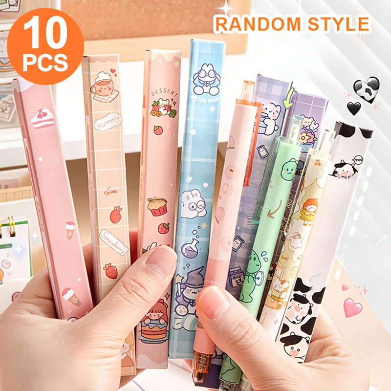 Stationery Supplies Business - ปากกาเจลเดี่ยว 10 ด้ามในกล่องสุ่ม เหมาะสำหรับนักเรียน ใช้ในสำนักงาน ธุรกิจ
