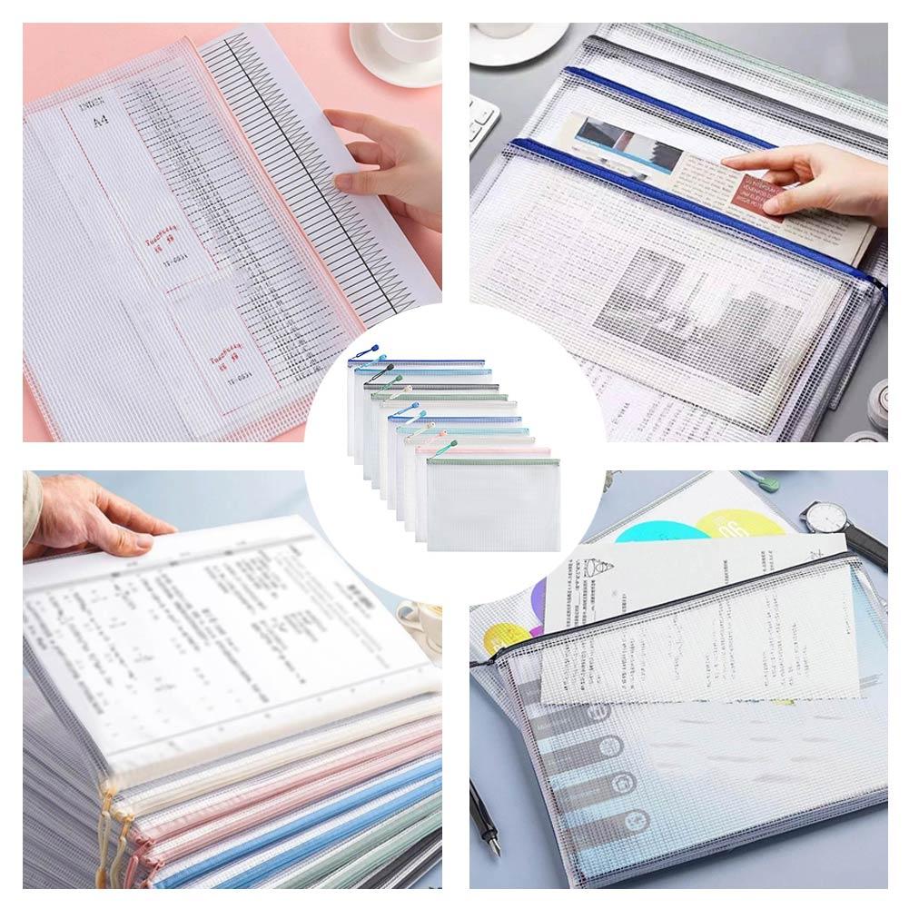 Is Stationery Office Supply - 10 ชิ้น โมรันดี ไลท์ คัลเลอร์ ซีรีส์กระเป๋าเก็บเครื่องเขียนแบบตาข่ายพร้อมซิปสำหรับนักเรียนอุปกรณ์สำนักงานโรงเรียน
