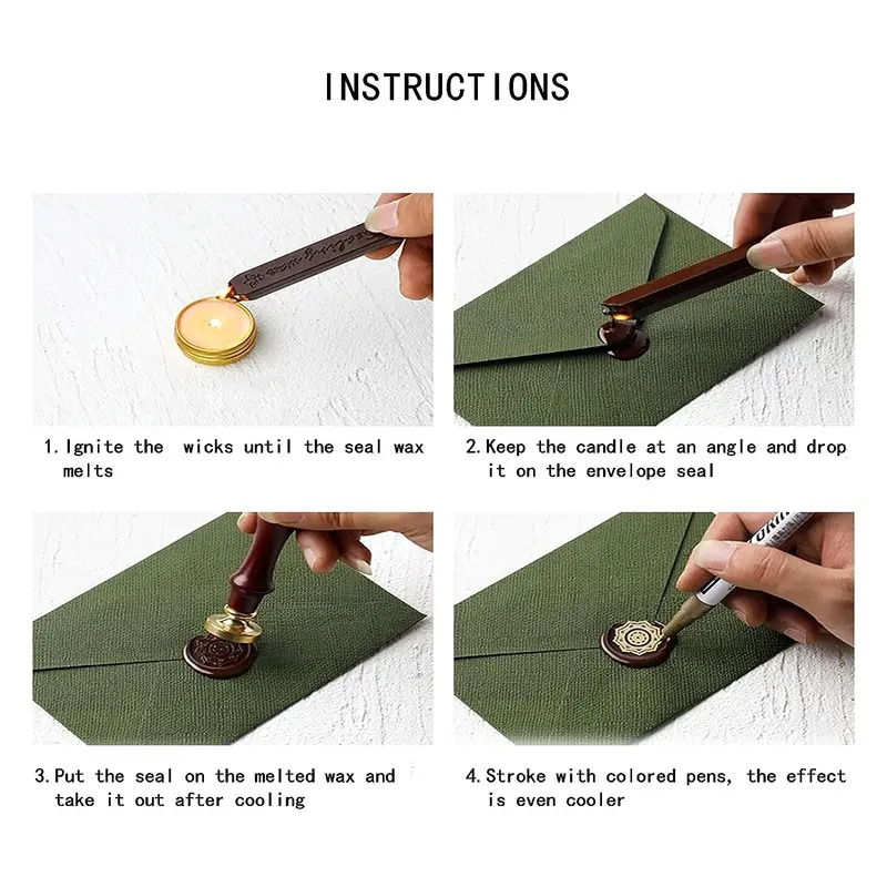 12 ชิ้น/ถุงโลหะผสมสีขี้ผึ้งปิด - Wax Seal Stamp Kit บทวิจารณ์และราคา
