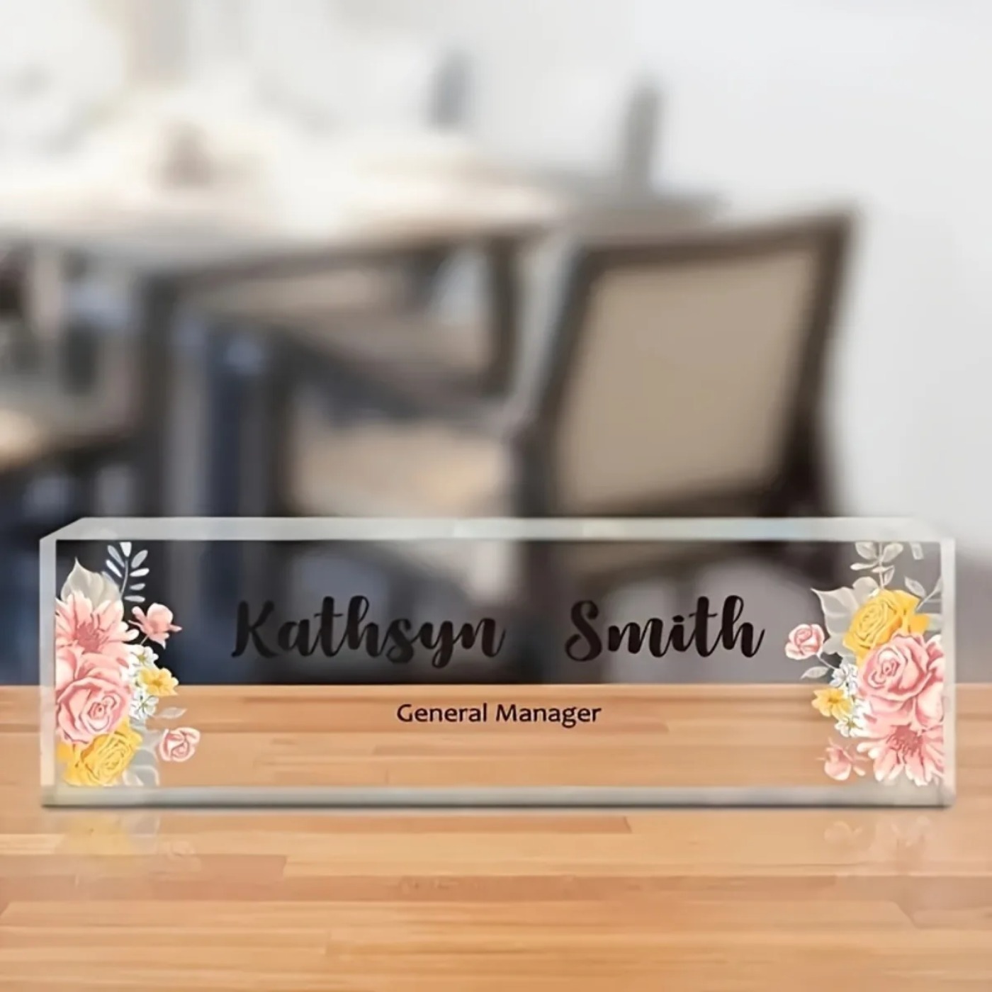 ป้ายชื่ออะคริลิกลายดอกไม้ 2 มิ - Desk Name Plate บทวิจารณ์และราคา