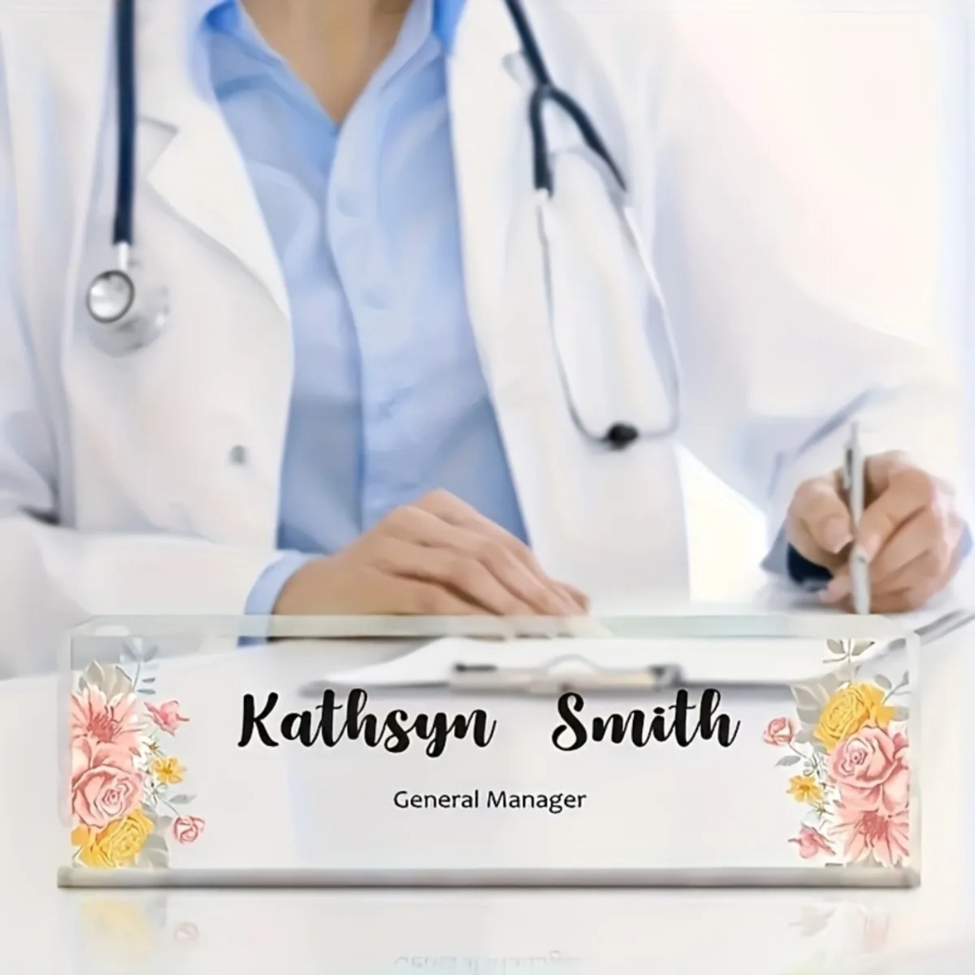 ป้ายชื่ออะคริลิกลายดอกไม้ 2 มิ - Desk Name Plate บทวิจารณ์และราคา
