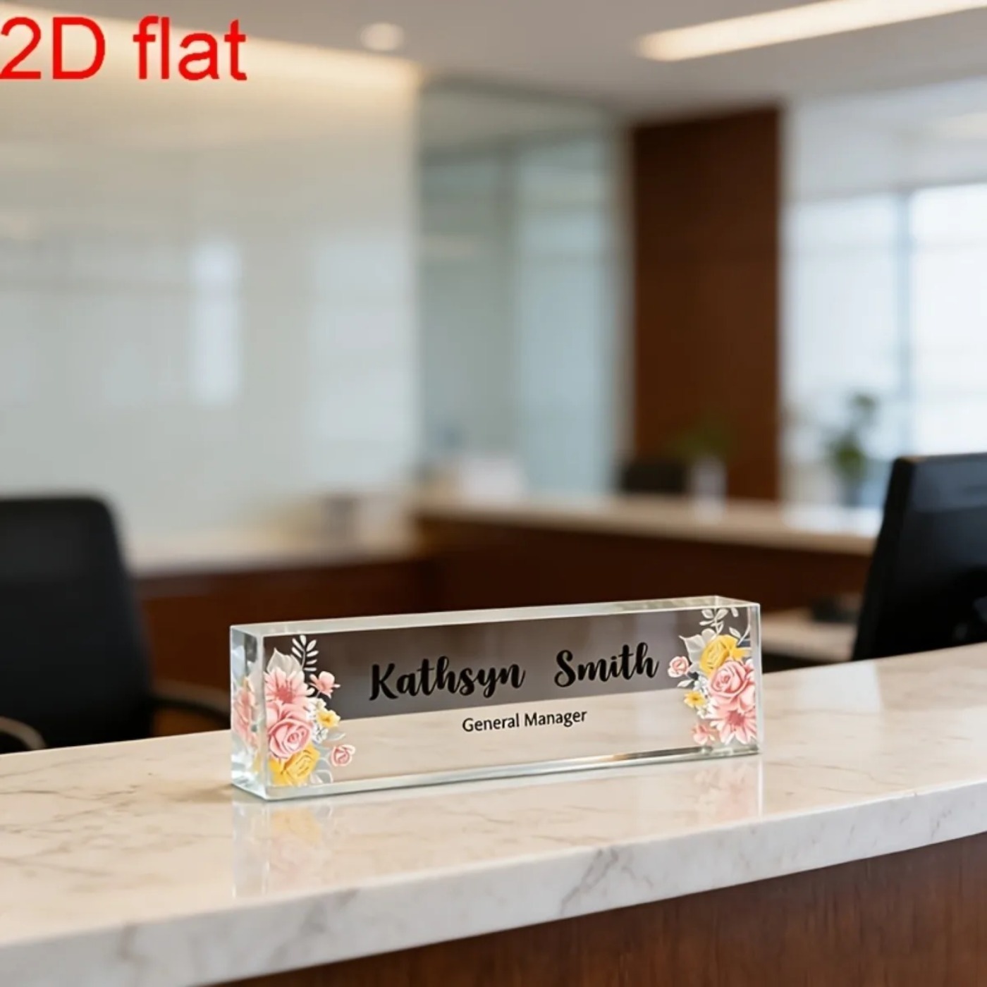 ป้ายชื่ออะคริลิกลายดอกไม้ 2 มิ - Desk Name Plate บทวิจารณ์และราคา