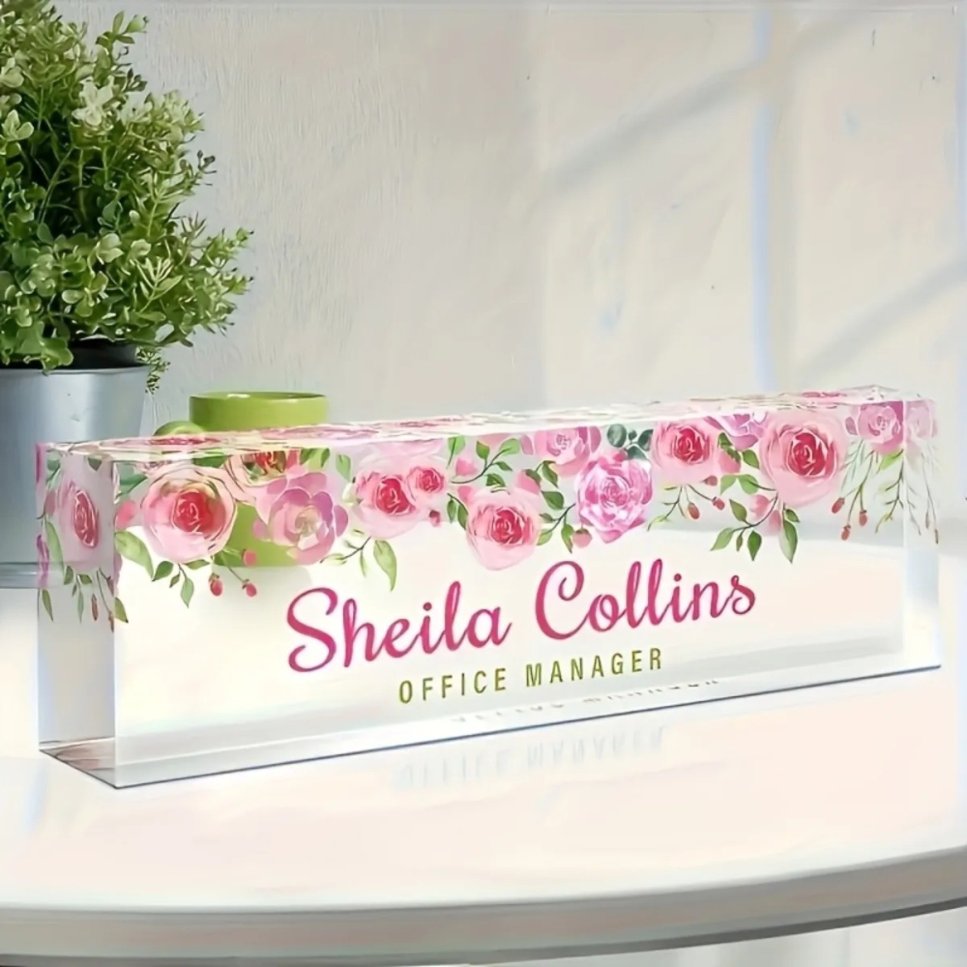 ป้ายชื่ออะคริลิกลายดอกไม้แบบมิ - Desk Name Plate บทวิจารณ์และราคา