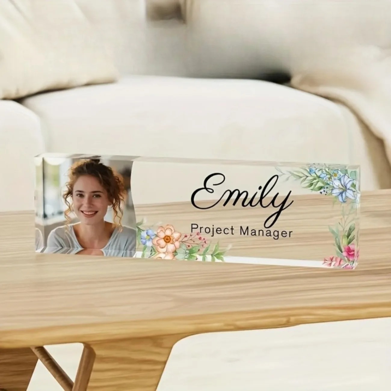 ป้ายชื่ออะคริลิกตั้งโต๊ะลายดอก - Desk Name Plate บทวิจารณ์และราคา